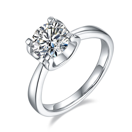 Moissanite Four-Prong Solitaire Engagement Ring, 3 ct — view 2
