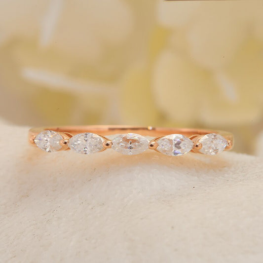 Marquise Moissanite Half-Eternity Wedding Band, 0.5 ctw — view 2