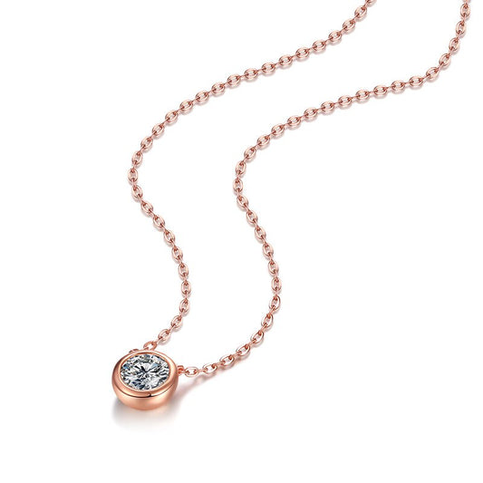 Round Moissanite Bubble Pendant Necklace, 1 ct — view 2