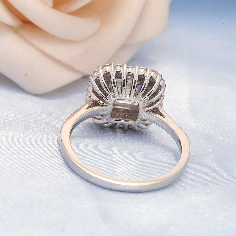Double Halo Setting D Color 1CT 5.5mm Asscher Cut Moissanite Engagement Ring for Women Gift