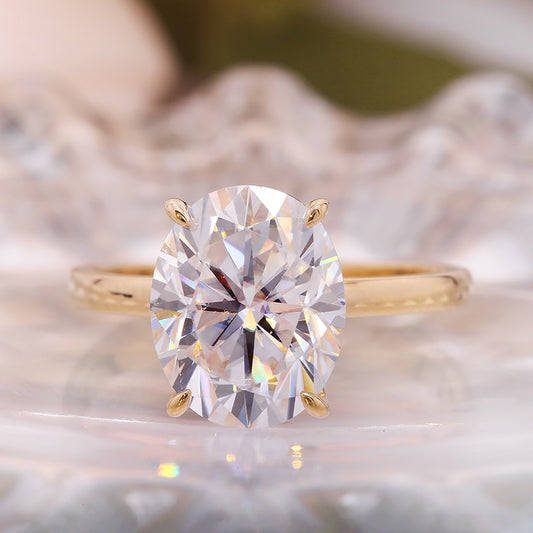 Oval Moissanite Solitaire Engagement Ring, 3 ct — view 2
