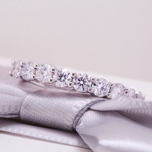 Round Moissanite Eternity Wedding Band, 0.9 ctw — view 2