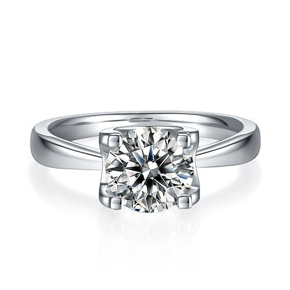 Moissanite Four-Prong Solitaire Engagement Ring, 3 ct