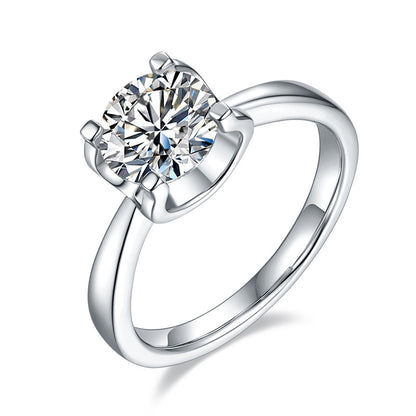 Moissanite Four-Prong Solitaire Engagement Ring, 3 ct — view 2