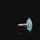 3.0carat 7X14mm Light Blue Marquise Brilliant Cut Moissanite Halo Engagement Ring