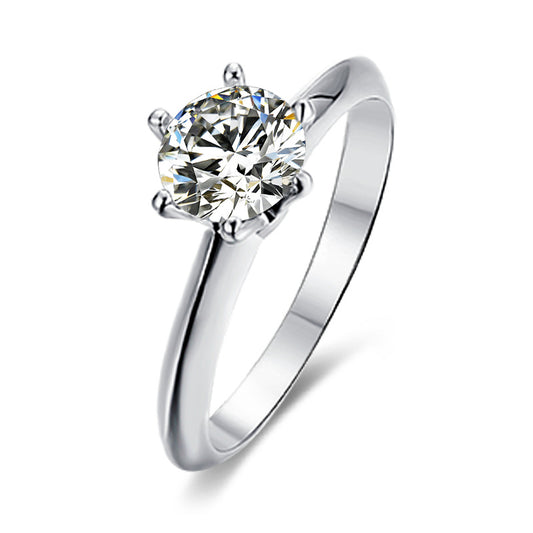 Round Moissanite Promise Ring, D Color — view 2