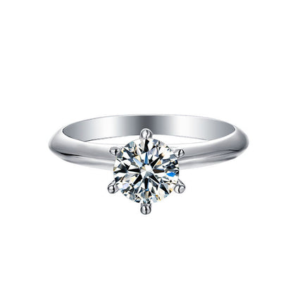 Round Moissanite Promise Ring, D Color