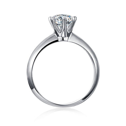 Round Moissanite Promise Ring, D Color — view 3