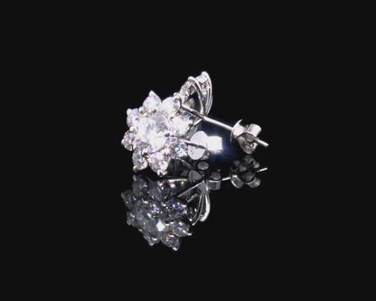 Snowflake Flower Moissanite Stud Earrings