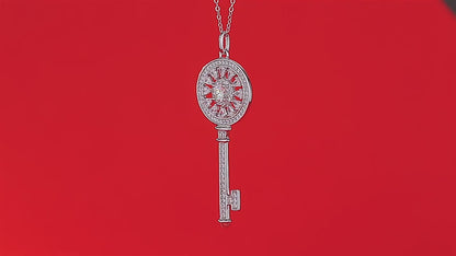 Heart and Key Moissanite Pendant Necklace, 0.5 ct