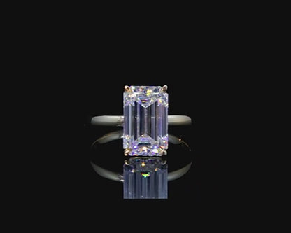 Emerald-Cut Moissanite Halo Engagement Ring, 4 ct