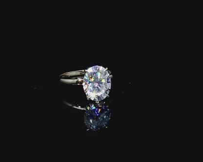 Oval Moissanite Solitaire Engagement Ring, 3 ct