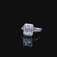 3.0 Carat Emerald Brilliant Cut Moissanite Engagement Halo Ring Set Real 18k White Gold