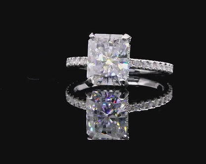 Radiant-Cut Moissanite Engagement Ring, 4 ct