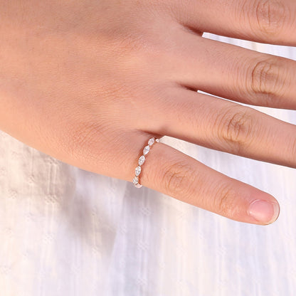 Marquise Moissanite Half-Eternity Wedding Band, 0.5 ctw — view 4