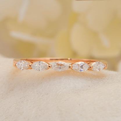 Marquise Moissanite Half-Eternity Wedding Band, 0.5 ctw — view 2