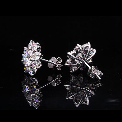 Snowflake Flower Moissanite Stud Earrings — view 2