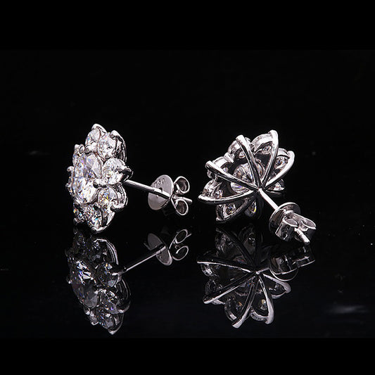 Snowflake Flower Moissanite Stud Earrings — view 2