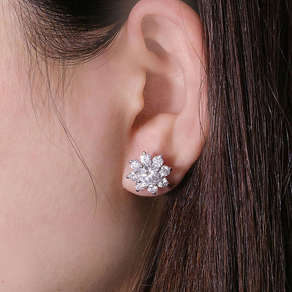 Snowflake Flower Moissanite Stud Earrings — view 3