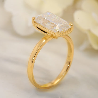 Emerald-Cut Moissanite Halo Engagement Ring, 4 ct — view 2