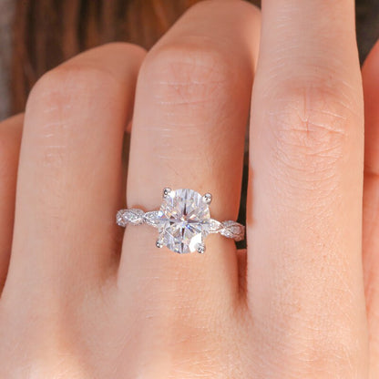 Oval Moissanite Halo Engagement Ring, 4 ct — view 5
