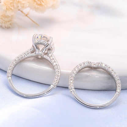 Oval Moissanite Hidden-Halo Engagement Ring Set, 2.5 ct — view 3