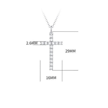 Moissanite Cross Pendant Necklace in Sterling Silver — view 3