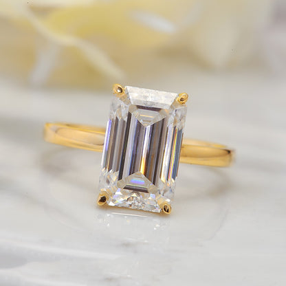 Emerald-Cut Moissanite Halo Engagement Ring, 4 ct — view 5