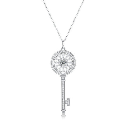 Heart and Key Moissanite Pendant Necklace, 0.5 ct