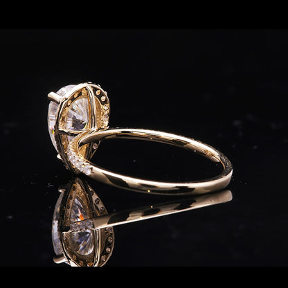 Pear Moissanite Halo Engagement Ring, 1 ct — view 4