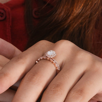 Oval Moissanite Engagement Ring Set with Half-Eternity Band, 1.5 ct — view 5