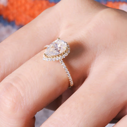 Pear Moissanite Halo Engagement Ring, 1 ct — view 5