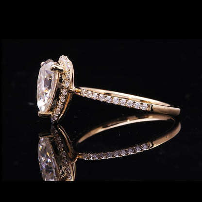 Pear Moissanite Halo Engagement Ring, 1 ct — view 3