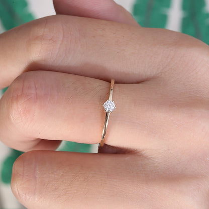 Minimalist Round Moissanite Engagement Ring, 0.1 ct — view 5