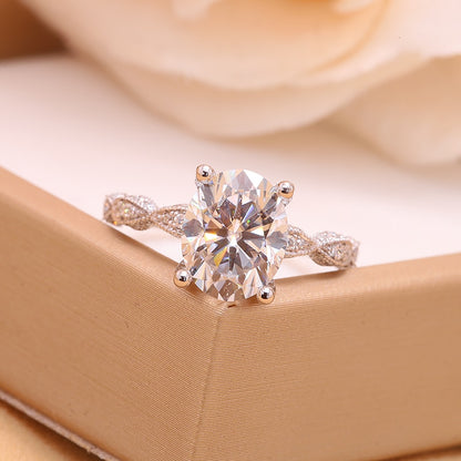 Oval Moissanite Halo Engagement Ring, 4 ct — view 4