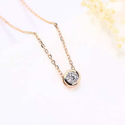 Round Moissanite Bubble Pendant Necklace, 1 ct — view 4