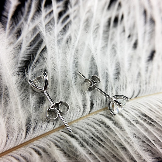 Classic Round Moissanite Stud Earrings — view 2