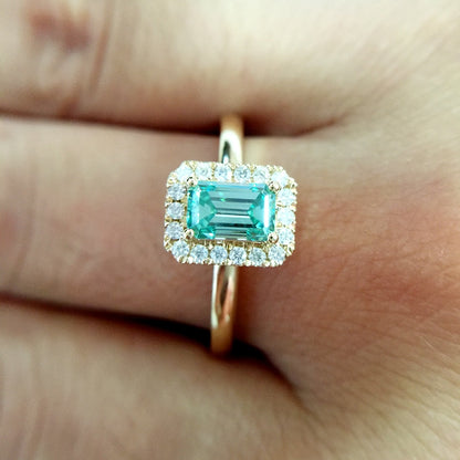 Light Green Emerald-Cut Moissanite Engagement Ring, 1 ctw — view 4