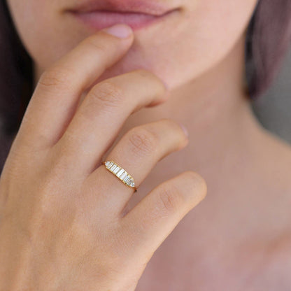 Emerald-Cut Moissanite Baguette Wedding Band, 0.9 ctw — view 5