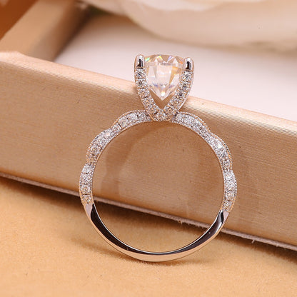 Oval Moissanite Halo Engagement Ring, 4 ct — view 3