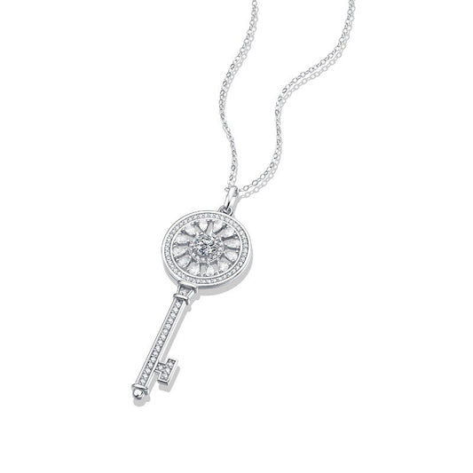 Heart and Key Moissanite Pendant Necklace, 0.5 ct — view 2
