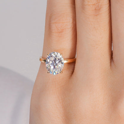 Oval Moissanite Solitaire Engagement Ring, 3 ct — view 4