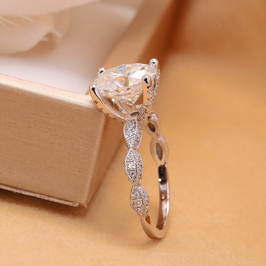 Oval Moissanite Halo Engagement Ring, 4 ct — view 2