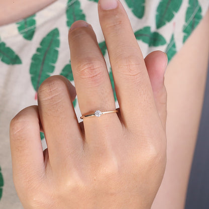 Minimalist Round Moissanite Engagement Ring, 0.1 ct — view 3