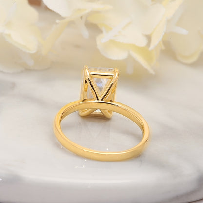 Emerald-Cut Moissanite Halo Engagement Ring, 4 ct — view 3