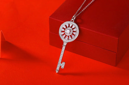 Heart and Key Moissanite Pendant Necklace, 0.5 ct — view 4