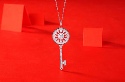 Heart and Key Moissanite Pendant Necklace, 0.5 ct — view 3