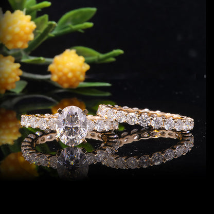 Oval Moissanite Side-Stone Engagement Ring Set, 1.5 ct — view 4