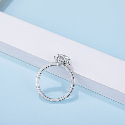 Round Moissanite Halo Engagement Ring, 1 ct — view 4