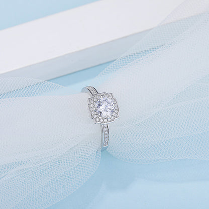 Round Moissanite Halo Engagement Ring, 1 ct — view 3